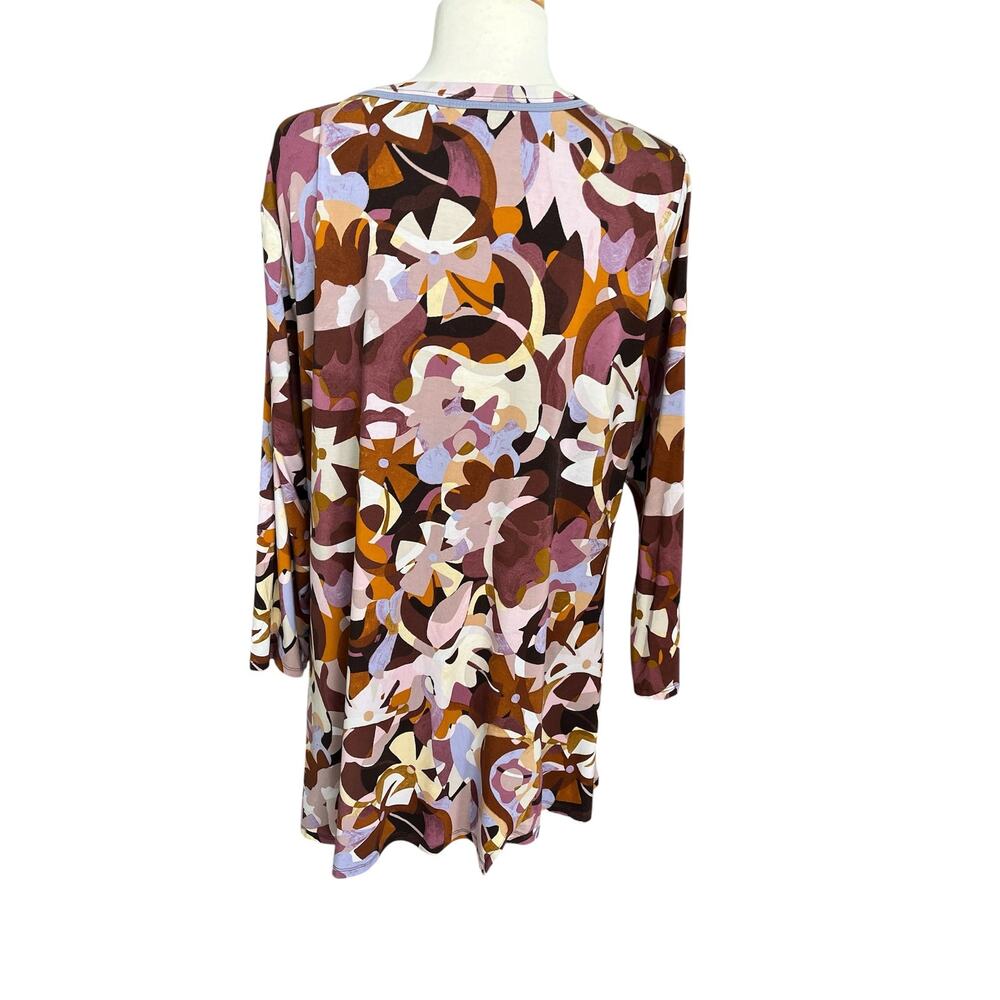 LOGO Lori Goldstein Tunic Top Long Sleeves Asymmetrical Shark Bite Stretchy XL - Picture 2 of 11